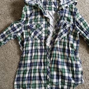 Rue 21 hooded flannel with floral back.